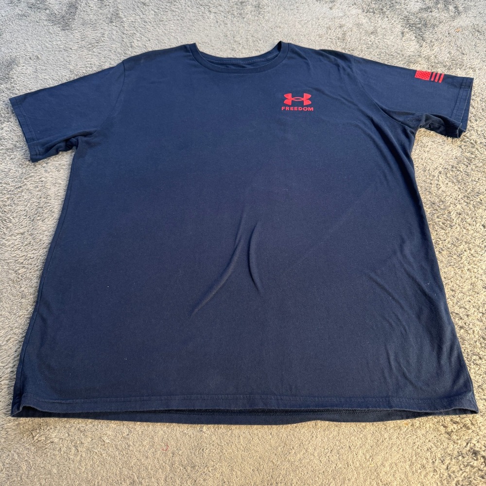 Under Armour Mens Freedom Graphic T Shirt XXL Navy Blue Patriotic Cotton Blend